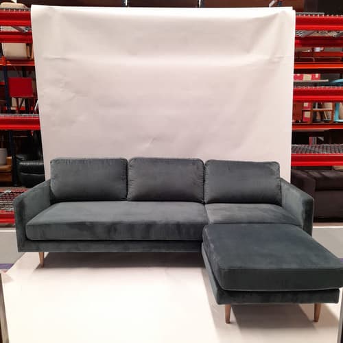 Sillón L Tres Cuerpos Verde-azul Petróleo