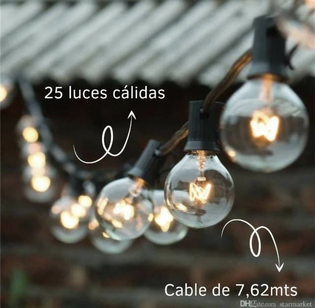 Guirnaldas Guia Luces Vintage 25+1 Exterior 7.62 Mt Interior — foto 3