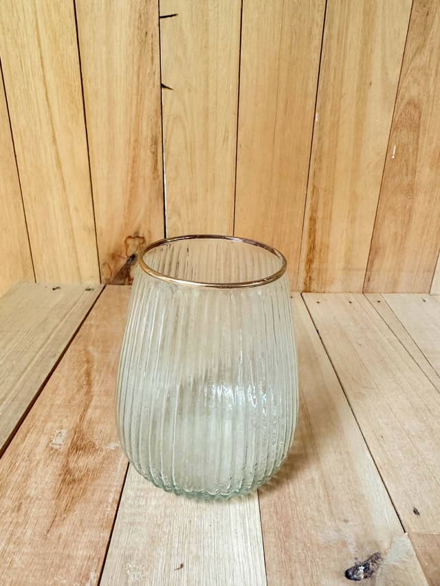 Porta Vela De Vidrio Con Borde Dorado - Para Decoración O Set De Filmación — foto 2