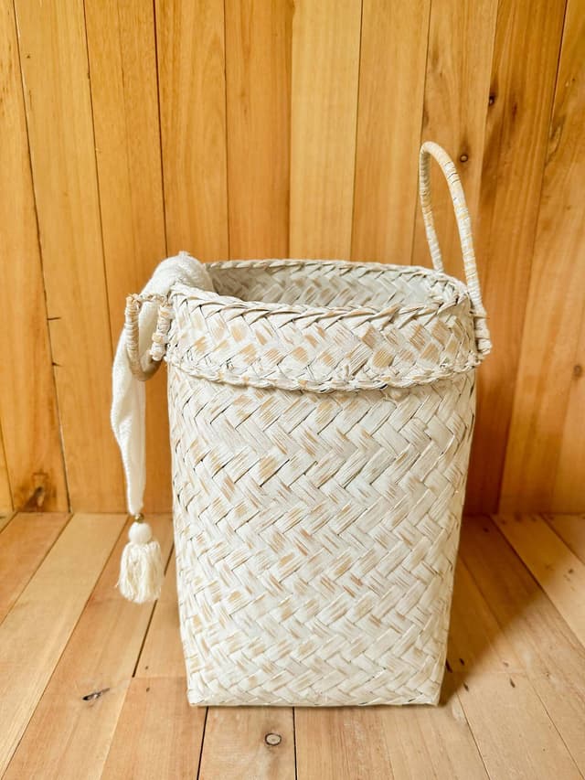 Canasto De Mimbre Blanco White-washed — foto 2