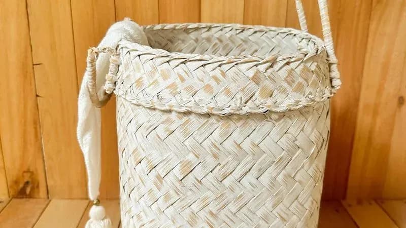 Canasto De Mimbre Blanco White-washed