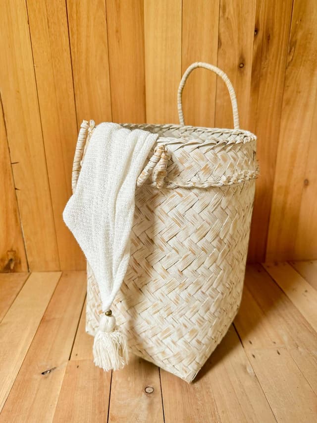Canasto De Mimbre Blanco White-washed — foto 3
